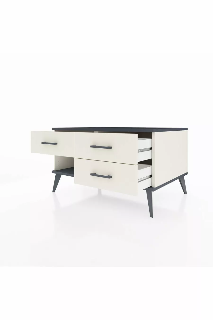 Commode Kronos 3 tiroirs Pierre de Lune-Anthracite/Pierre de Lune
