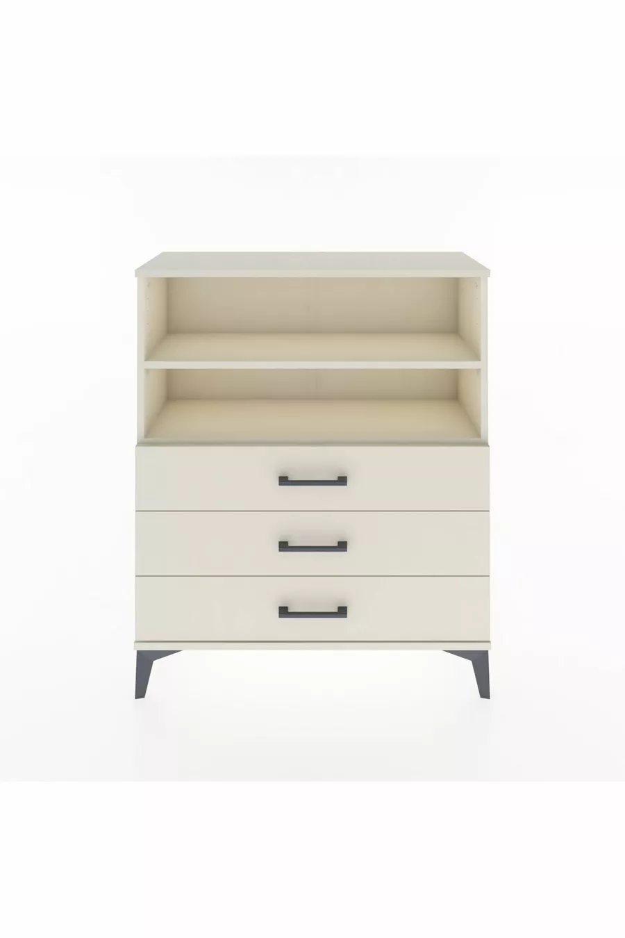 Commode Arges avec 2 étagères et 3 tiroirs, couleur Pierre de Lune