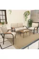 Hayal Balcon, Jardin, Café, Ensemble de Canapés en Métal, Meubles de Jardin,  avec Table Basse - Crème