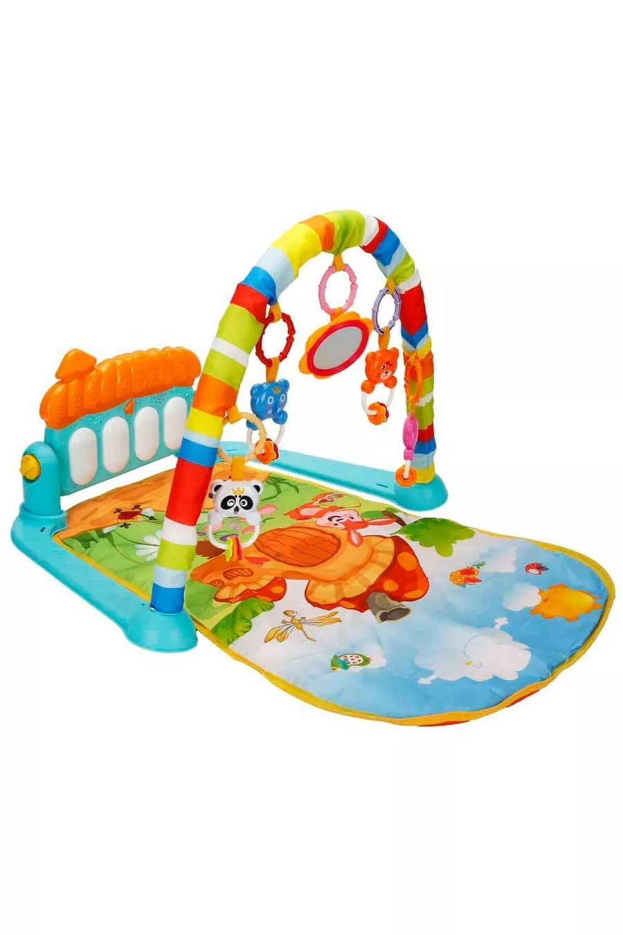 tapis de jeu pour bébé avec piano, tapis d'activités, miroir pour nouveau-né, musical et lumineux