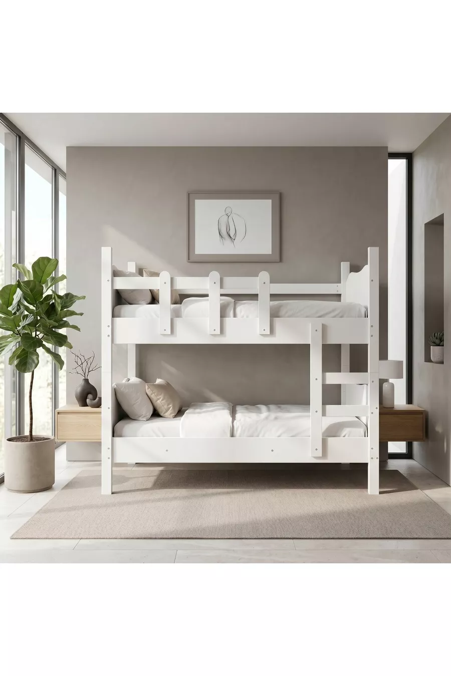 Lit superposé confortable avec échelle détachable cm (% MDF)
