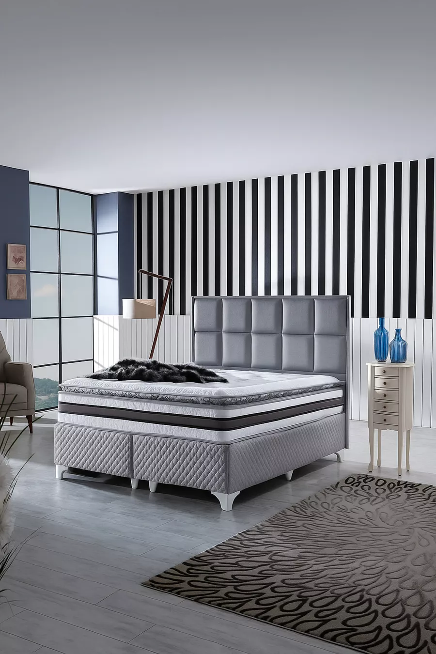 Matelas Şehrazat Ultra Orthopédique à Ressorts avec Poche et Garnissage en Plume de Lapin ( cm)