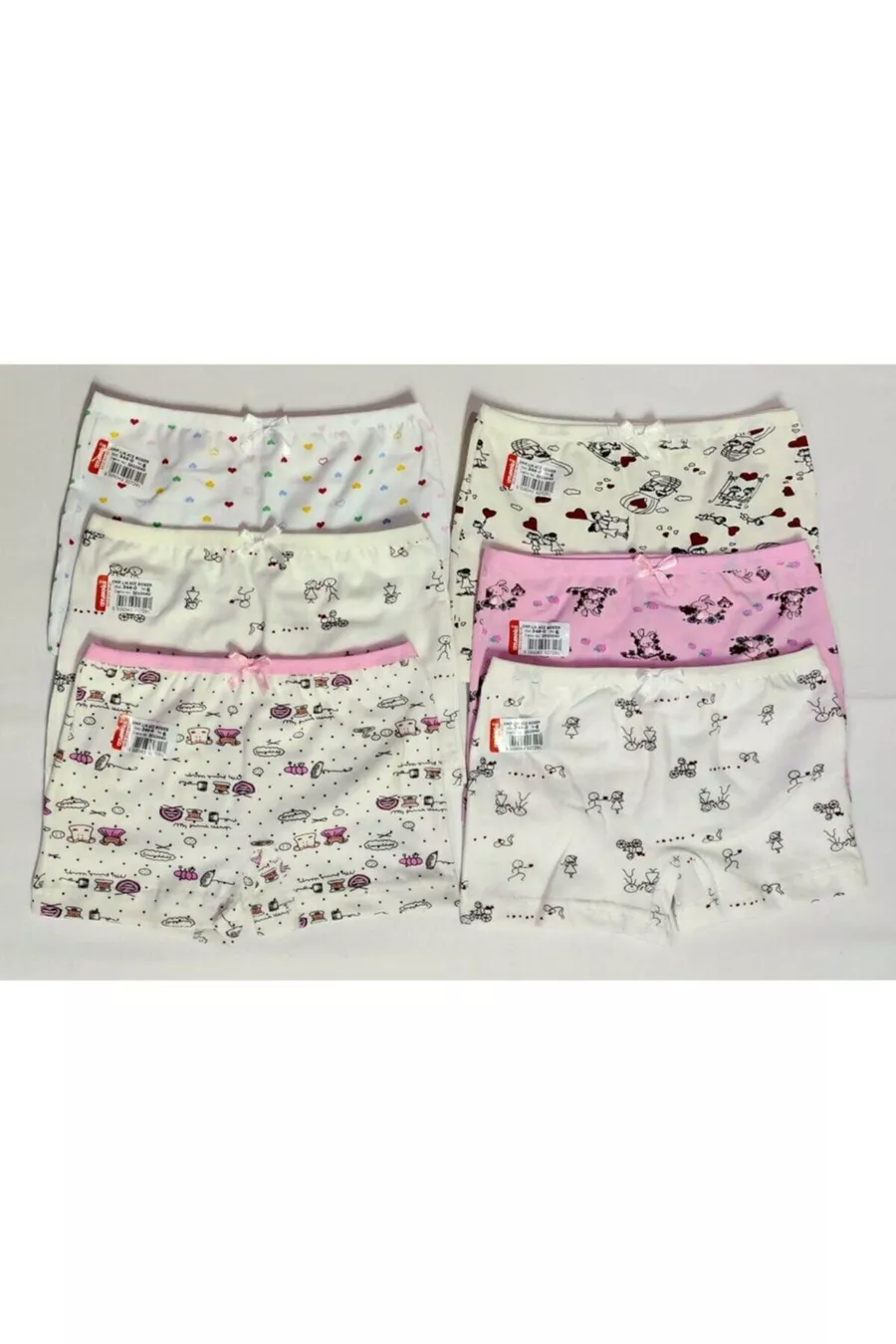 Boxer en tissu imprimé pour fille avec élasthanne, 6 pièces 