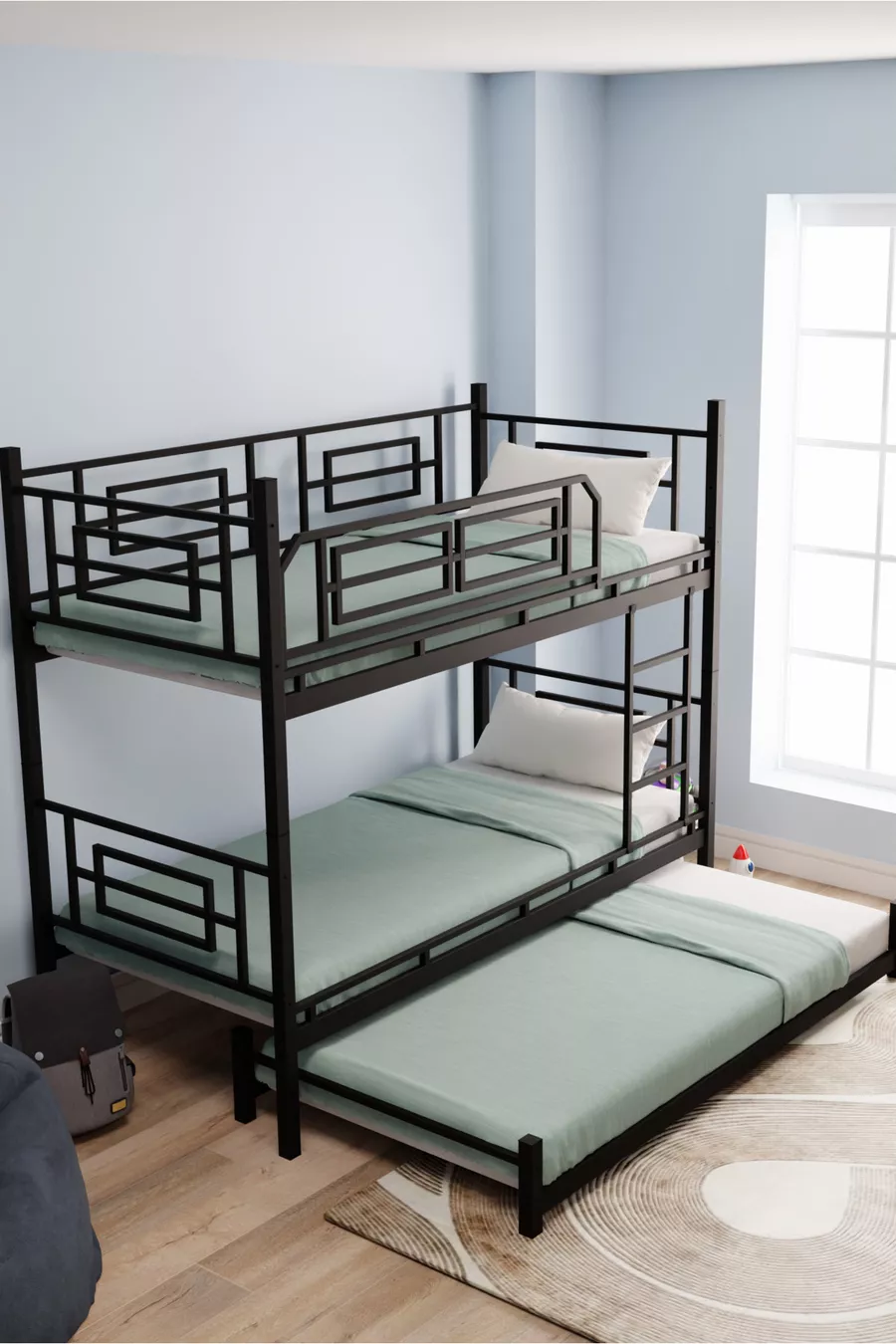 Lit superposé et lit simple en métal pour enfants Defne Yavrulu  Noir