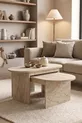 Table basse et table d'appoint ensemble de 2 en travertin