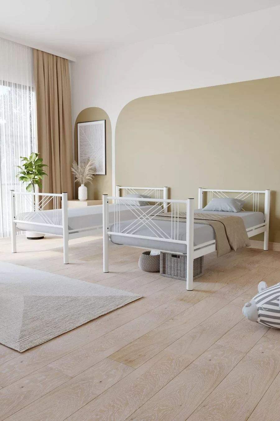 Lit superposé en métal Premium Mix  compatible avec matelas blanc, lit superposable détachable