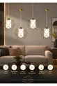 4 pièces Suspension Luminaire Tendances en Métal Blanc avec Verre Mica pour Salon, Cuisine, Salle de Bain, Chambre à Coucher, Doré
