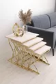 Ensemble de tables gigognes carrées 4 pièces Hayal, pieds dorés, MDF crème