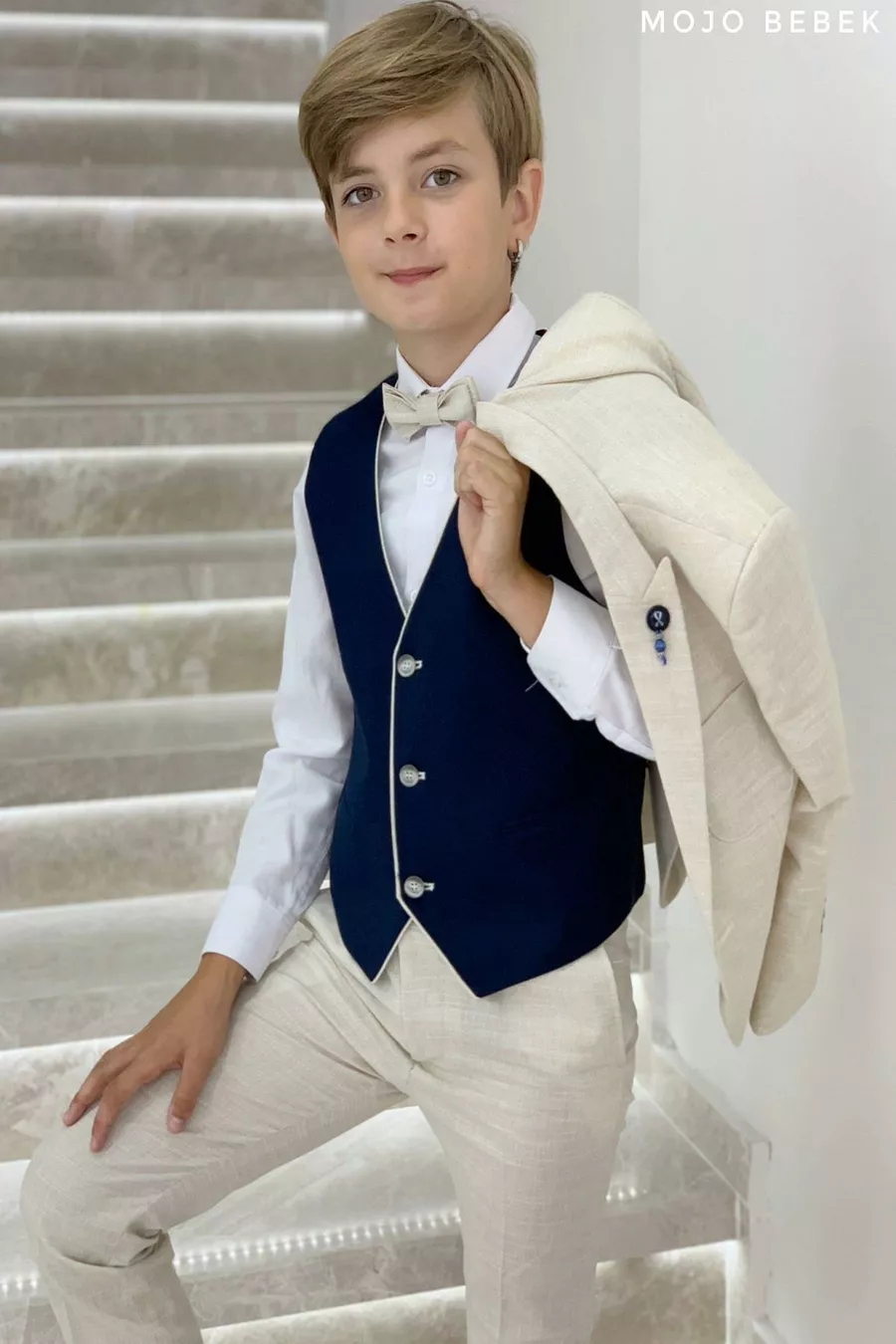 Ensemble Costume Garçon  Ans avec Gilet de Sport et Veste  Beige