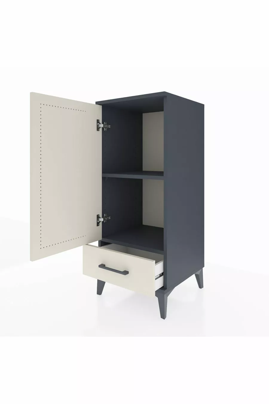 Table de chevet Hyperion avec 2 étagères, 1 tiroir et 1 porte, anthracite-gris pierre
