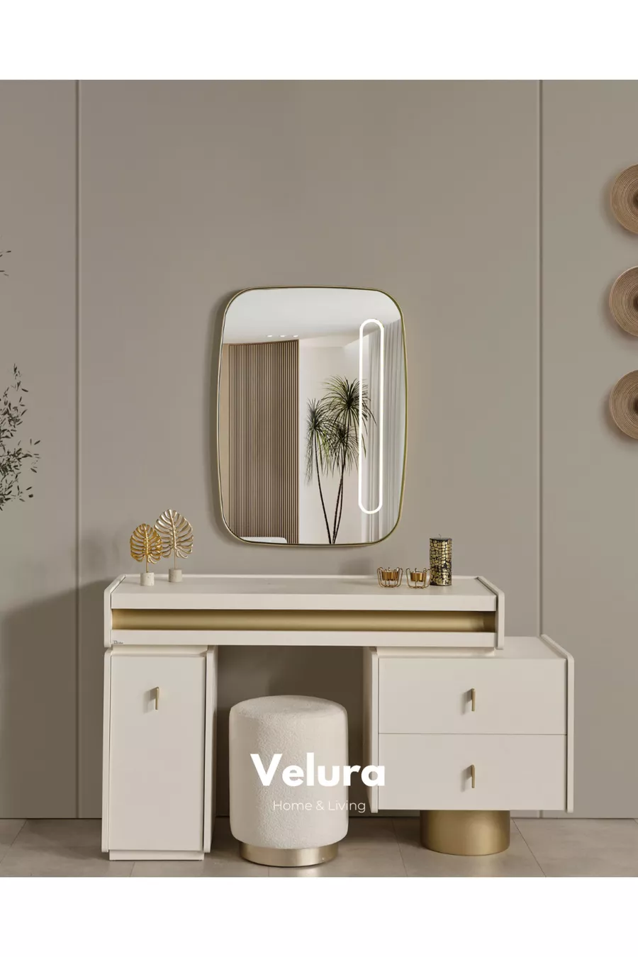 Ensemble de chambre à coucher Bern à 6 portes (2 armoires avec miroir)