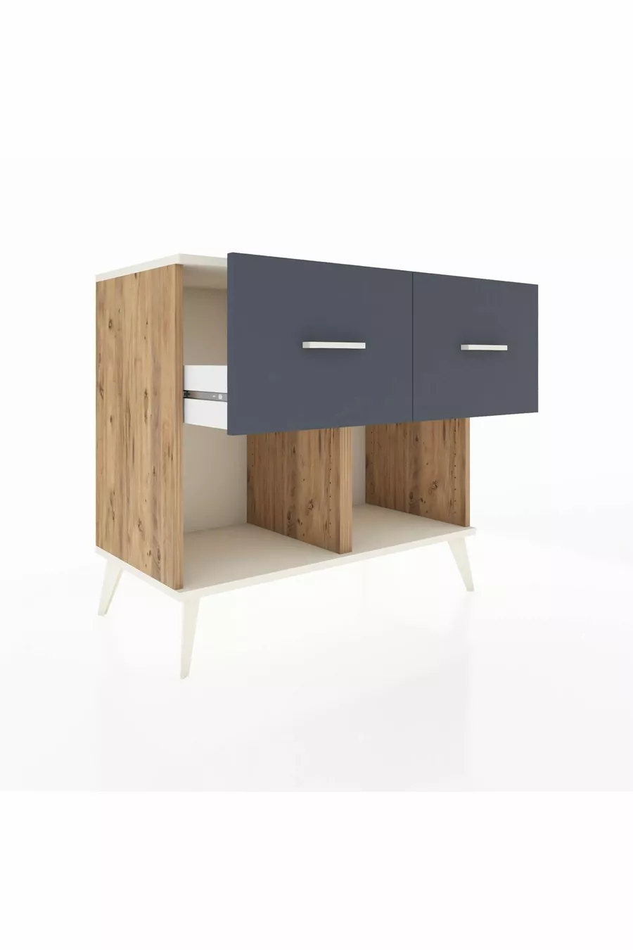 Commode Hyperion 2 tiroirs Pin-Ambre/Anthracite