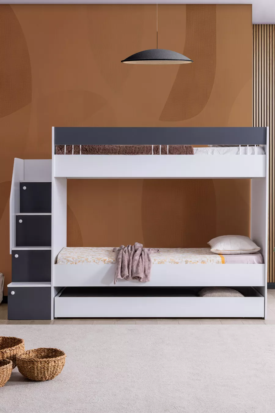Lits superposés, Lit superposé Martin Yavrulu - Anthracite 1 matelas Comfort