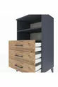 Table de chevet Hyperion avec 2 étagères et 3 tiroirs Anthracite-Pin
