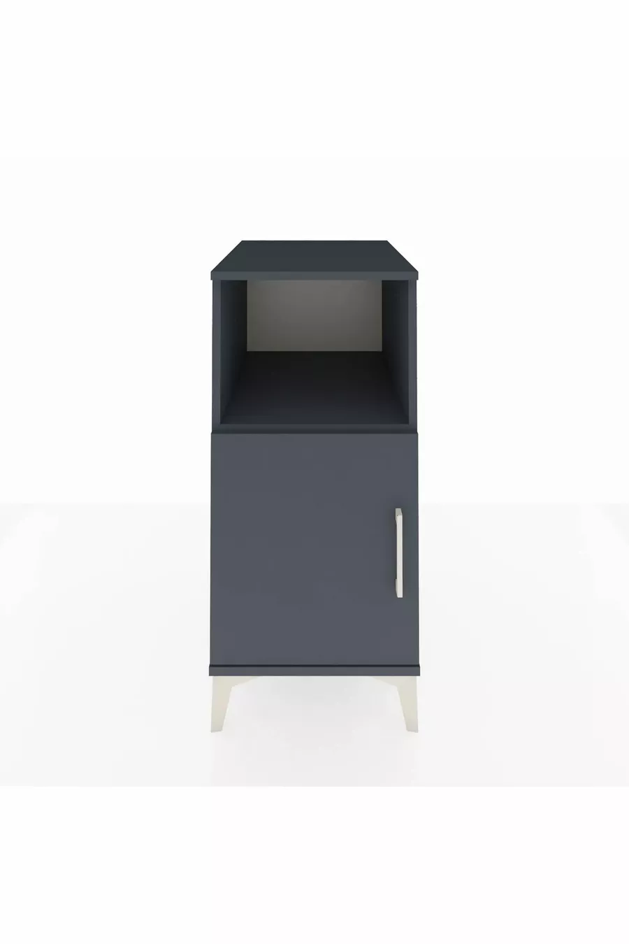 Table de chevet Kronos à 2 étagères avec 1 porte Anthracite-Anthracite