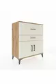 Commode Hyperion à une étagère, 2 tiroirs et 2 portes, pin-jaspe