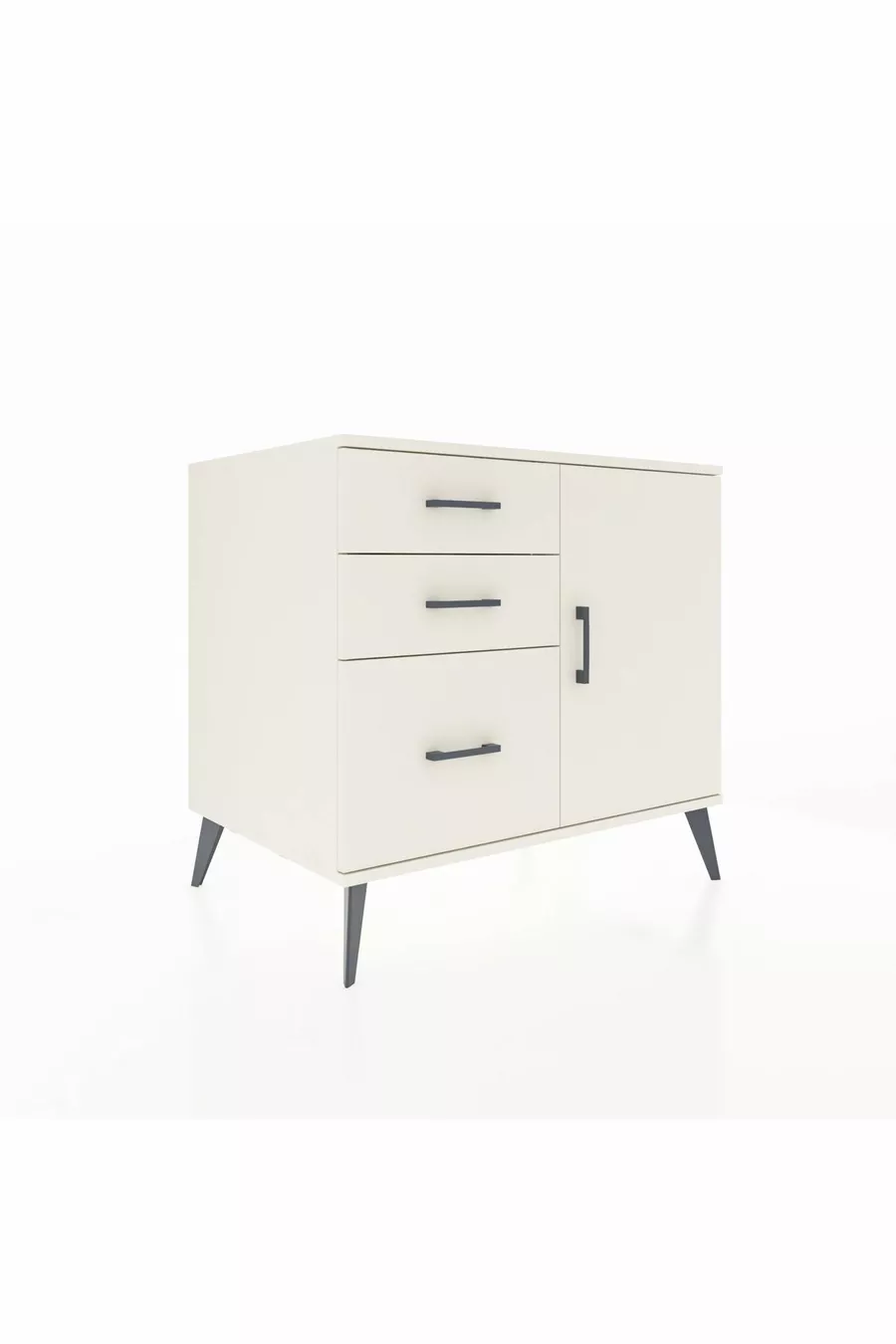 Commode Kronos avec une étagère, 3 tiroirs et une porte, Pierre de Lune-Pierres de Lune