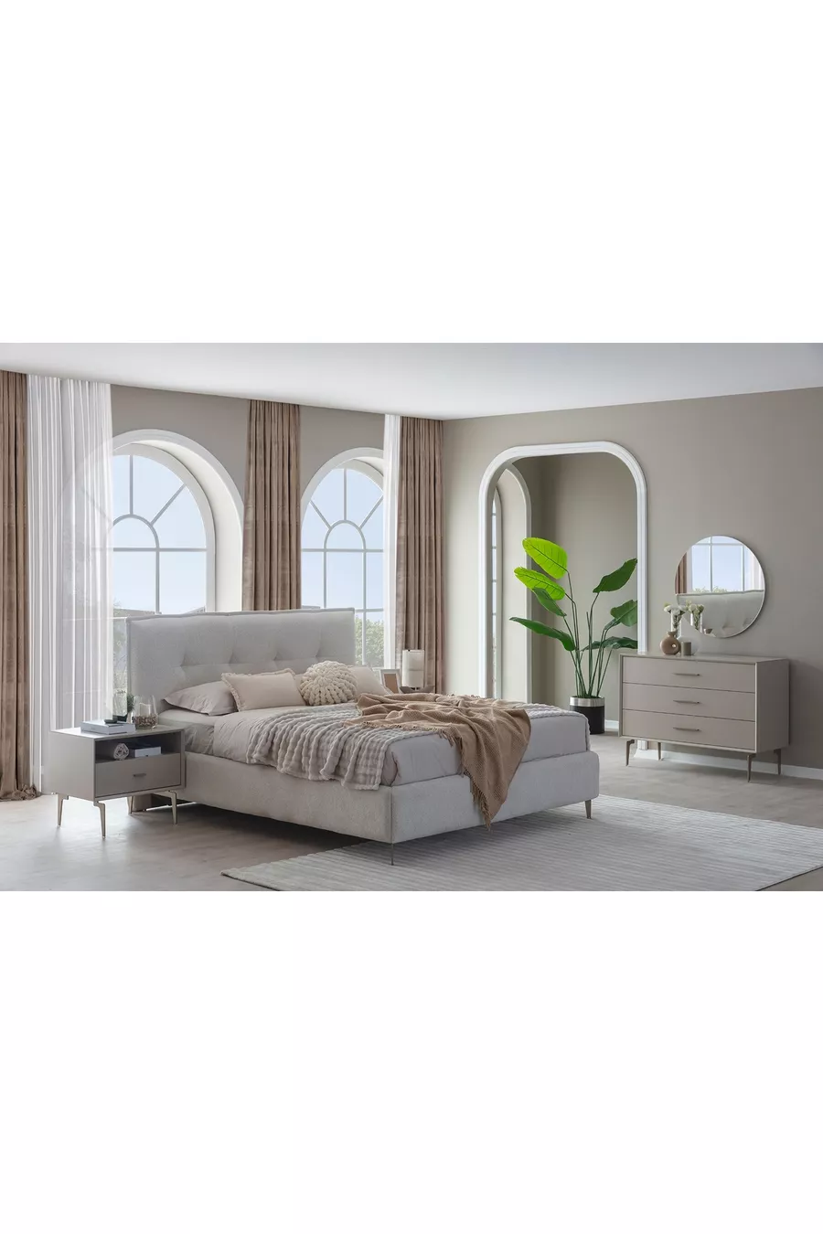 ENSEMBLE DE CHAMBRE PANDOR NOX, CRÈME, 5 PORTES