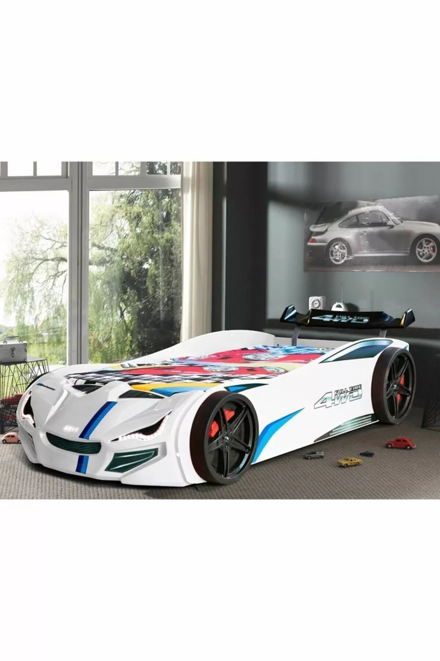 Lit voiture, Lit voiture Merso avec pare-vent - Blanc