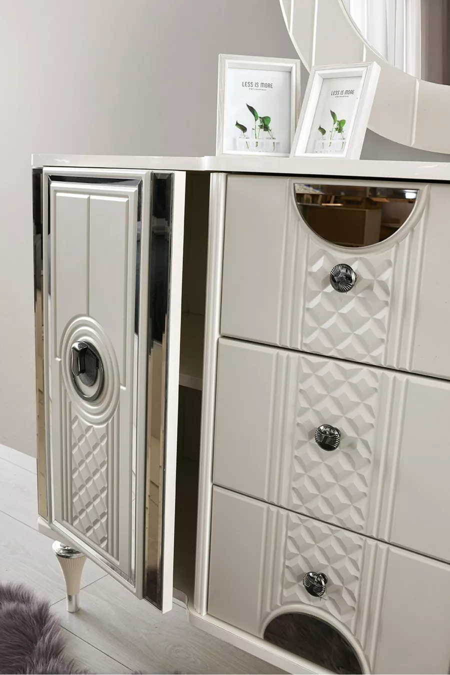 Ensemble de chambre à coucher Bahar en MDF avec sommier