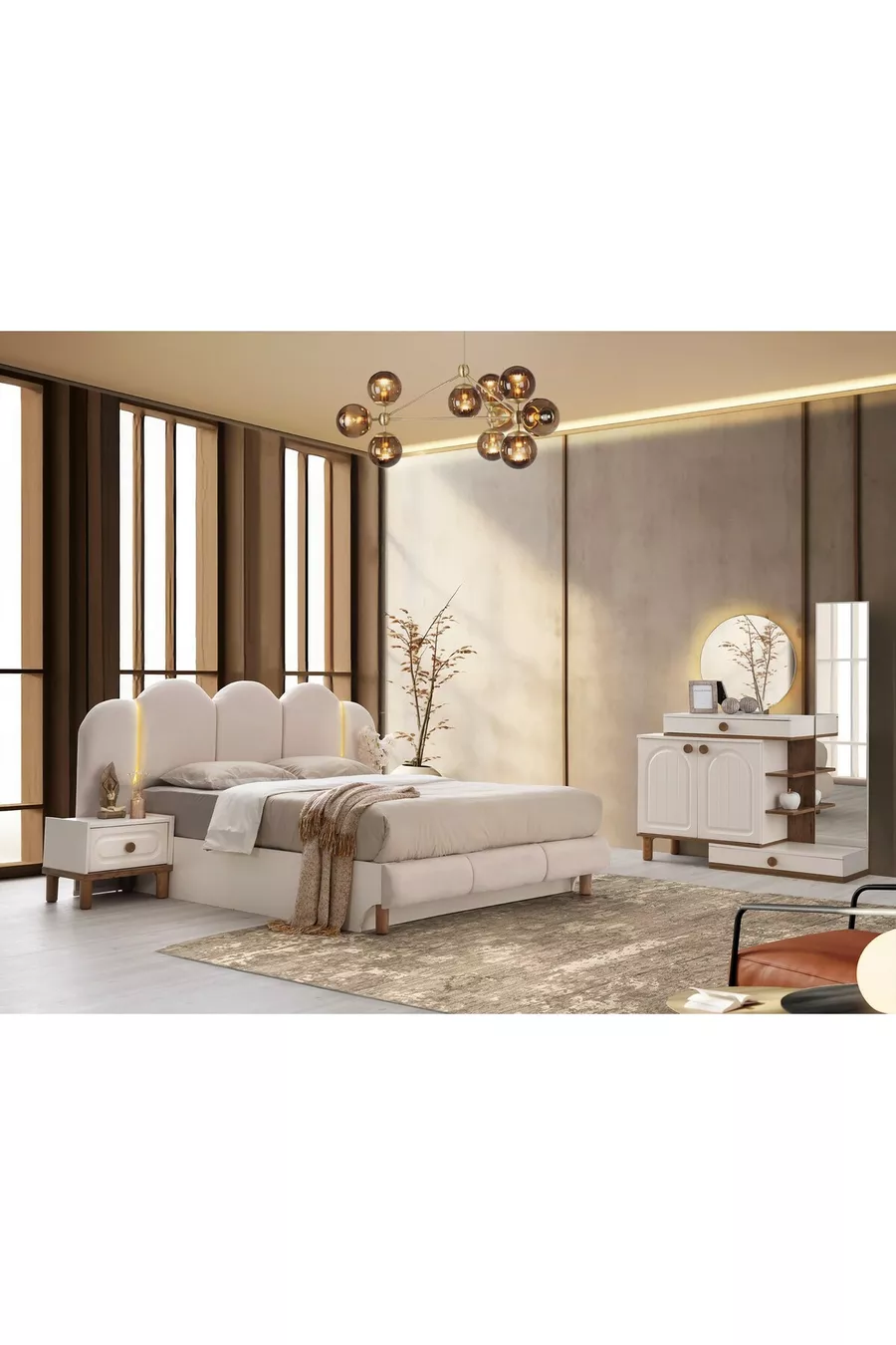 Ensemble de chambre à coucher Hazar en MDF
