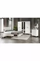 Ensemble de chambre à coucher complet en MDF avec 6 portes, blanc, avec sommier Paris