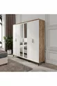 Ensemble de chambre à coucher en MDF complet Paris à 6 portes, pin Atlantique blanc (avec sommier)