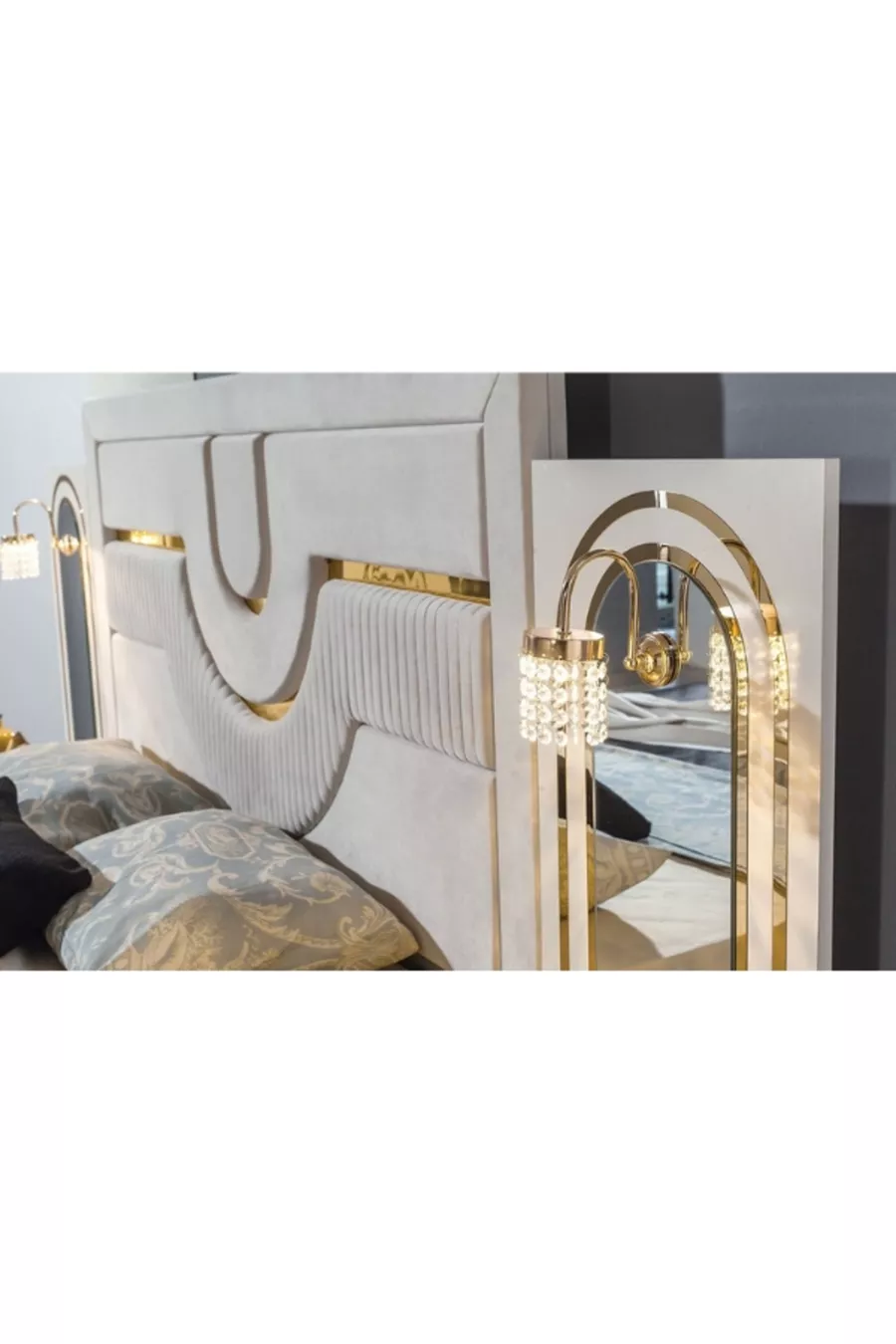 Ensemble de chambre à coucher avec base en aigue-marine et en MDF