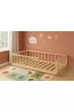 Lit d'enfant en bois massif naturel avec lattes arrondies, cm x cm, bois naturel