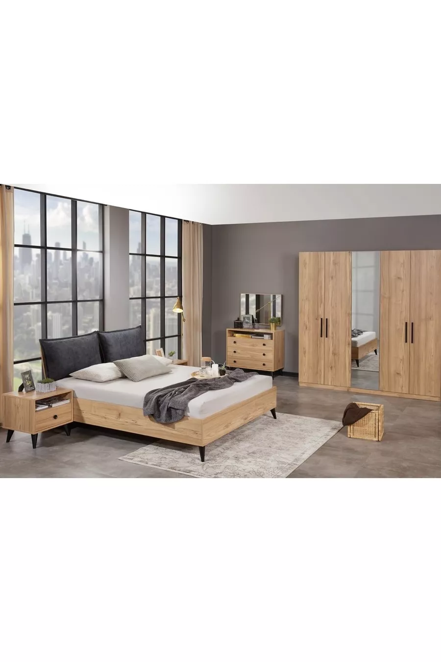 Ensemble de chambre à coucher Eti, 5 portes