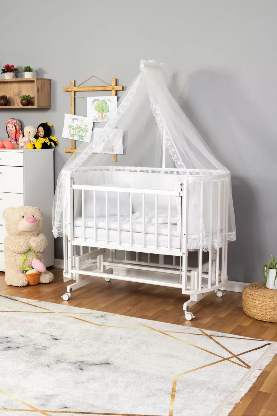 Prix du berceau portable en bois naturel pour bébé nouveau-né à côté de la maman