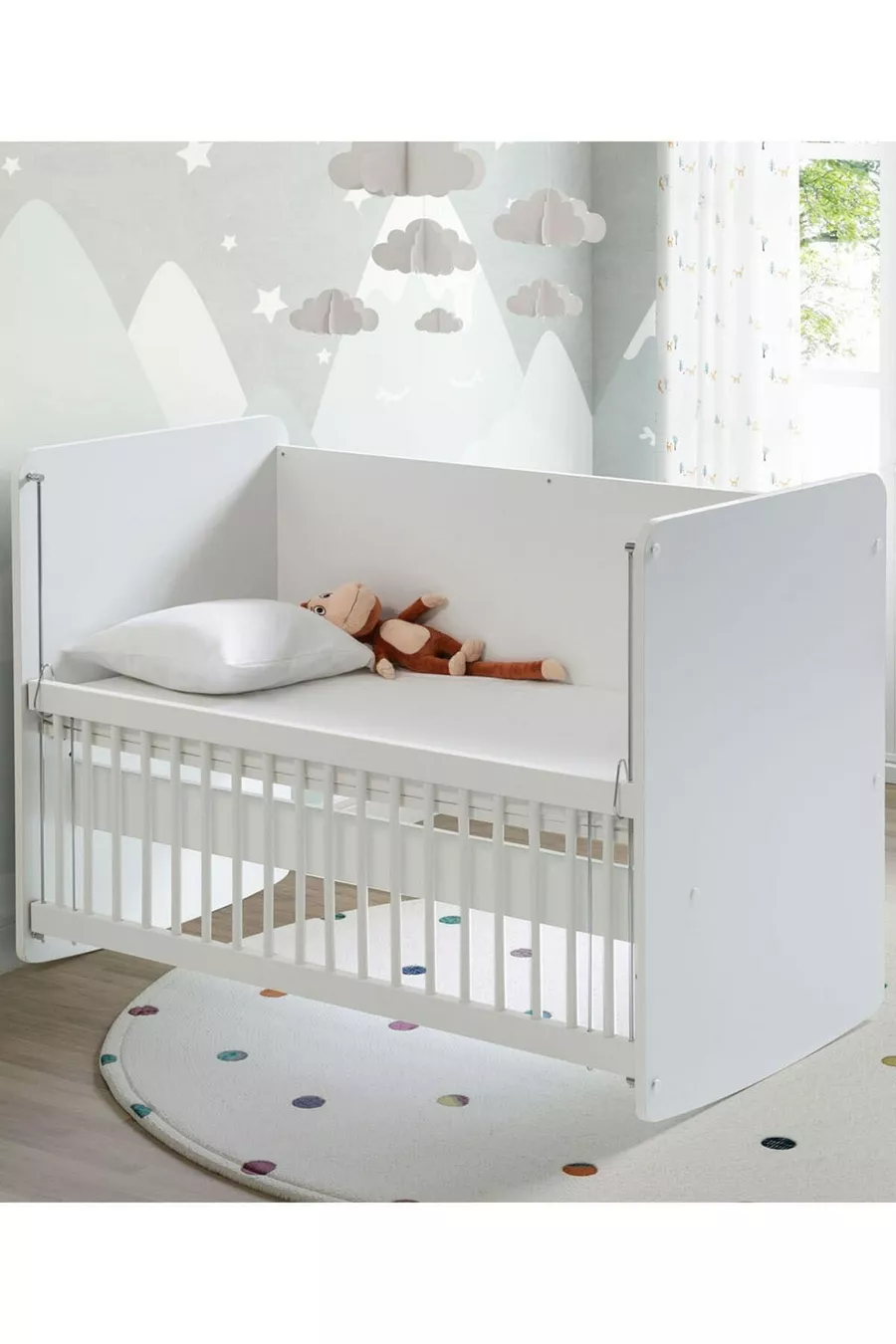 Berceau pour bébé à bascule et fixe - Lit pour bébé - Lit parc - Blanc - Cm - 