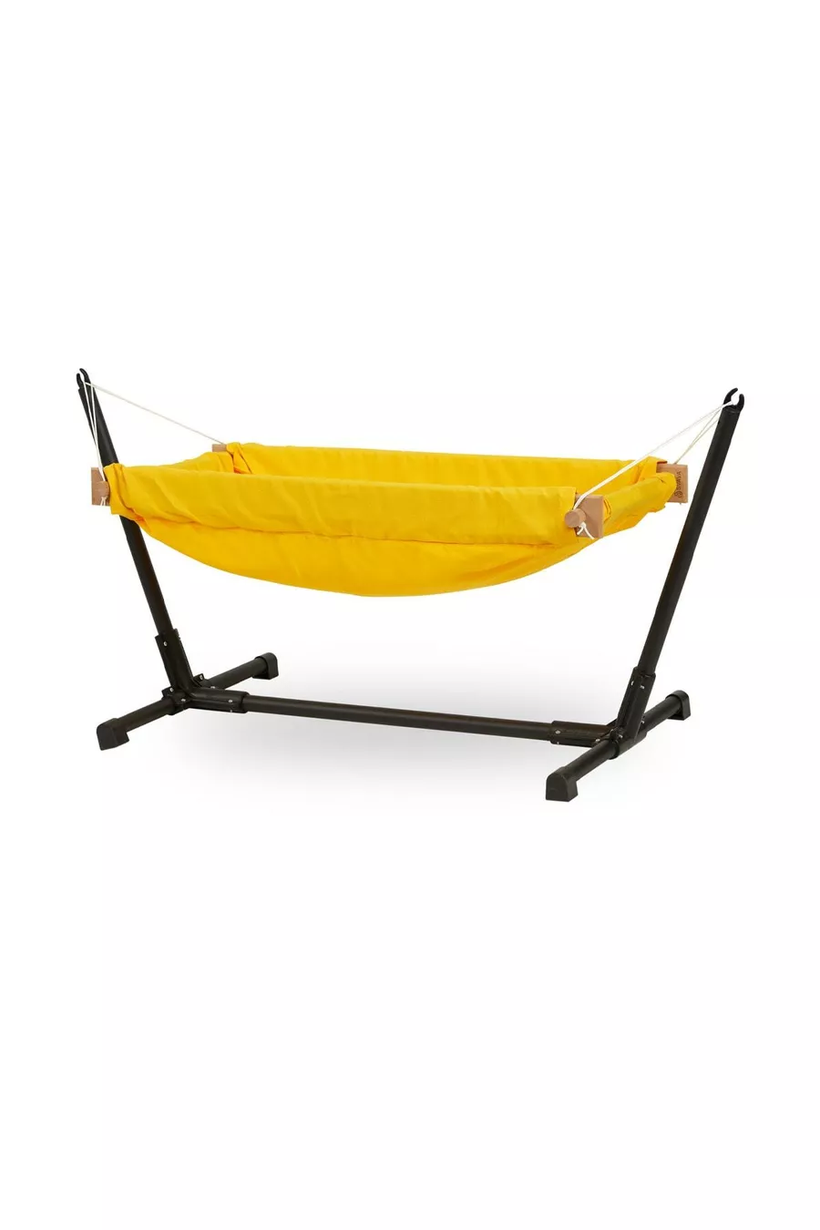 Berceau hamac pour poupée en bois avec support (Jaune)