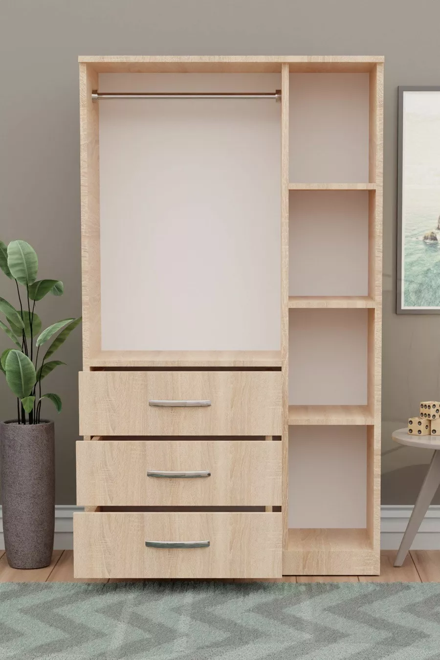 GM -S ECE LUXE 3 PORTES 3 TIROIRS ARMOIRE EN SONOMO