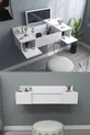 Coiffeuse Murale avec Miroir et Étagère Zakkum, Blanche - Zakkum