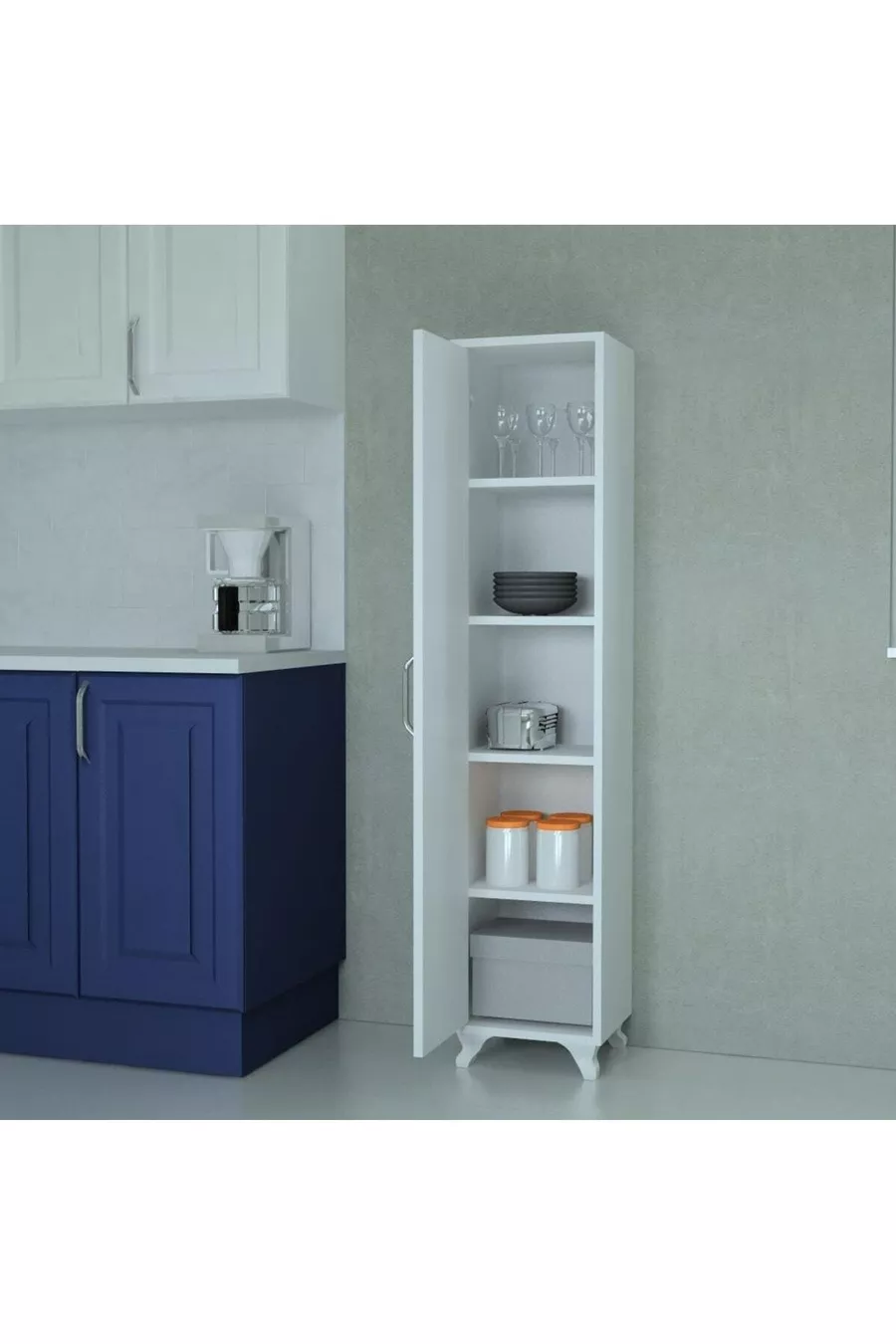 Armoire à étagères blanches polyvalente