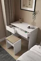 B Chambre à coucher moderne avec deux grands tiroirs et banc, meuble de maquillage avec pouf et organisateur