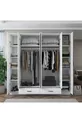 Rani  Armoire Spacieuse pour Vêtements 6 Portes 2 Tiroirs  Étagères 2 Tringles Blanche