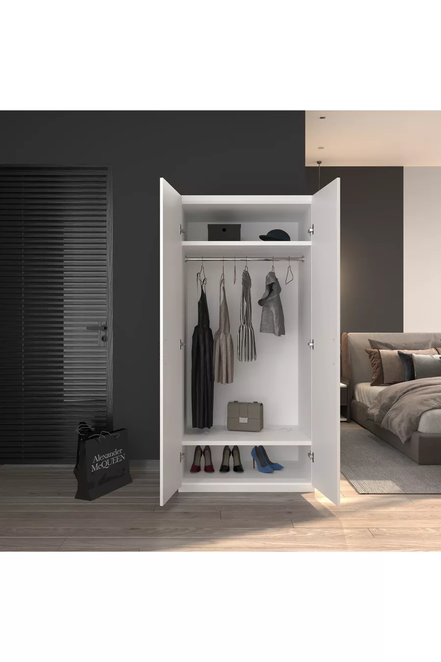 Armoire à vêtements à 2 portes Blanche 