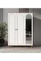 Armoire bohème avec miroir, 3 portes et 2 tiroirs, armoire à vêtements blanche - MDF de première qualité