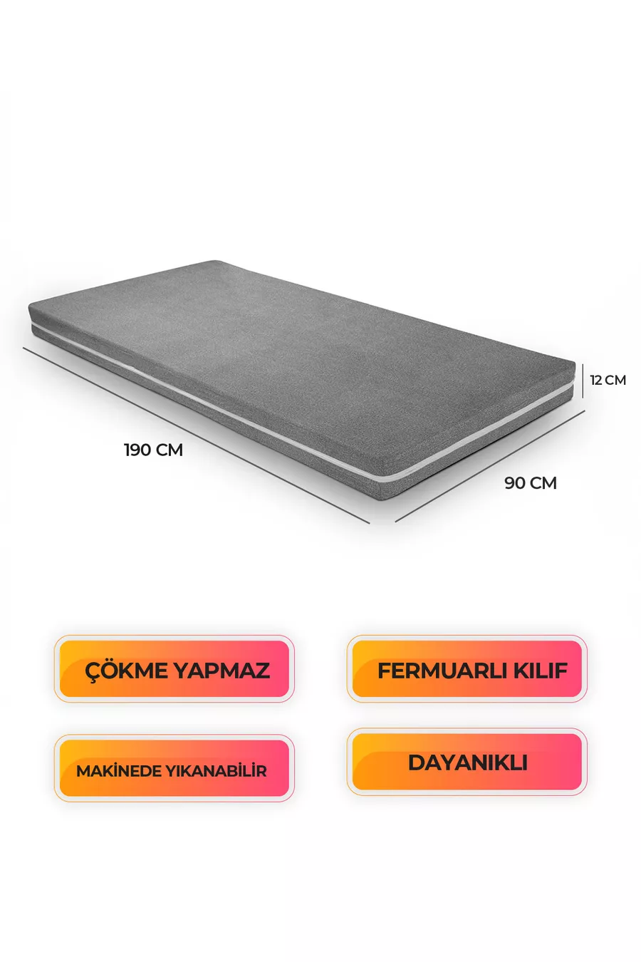 Matelas en mousse orthopédique durable Nevada, matelas de sol, coussin pour balcon ou banquette
