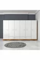 Armoire Rani  à large garde-robe, 6 portes, 2 tiroirs, 2 penderies, module unique, miniature noyer - blanc