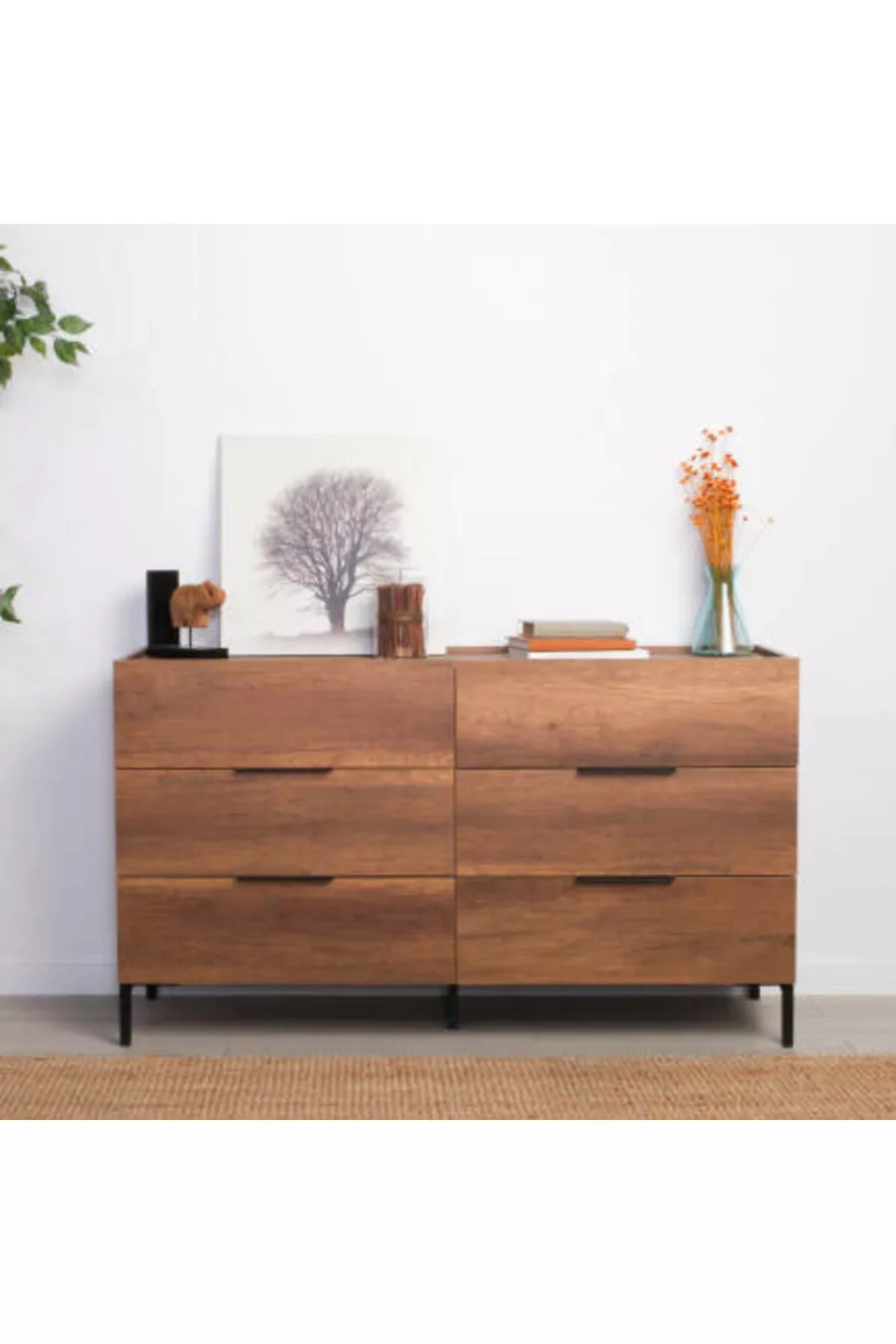 Commode Oryana à 6 tiroirs - Noyer foncé cm