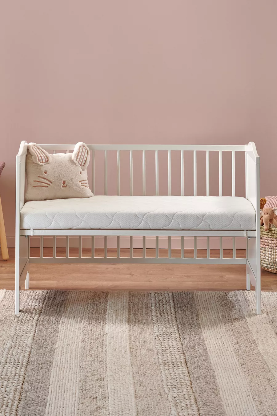 Matelas pour bébé en mousse lavable avec housse naturelle en coton