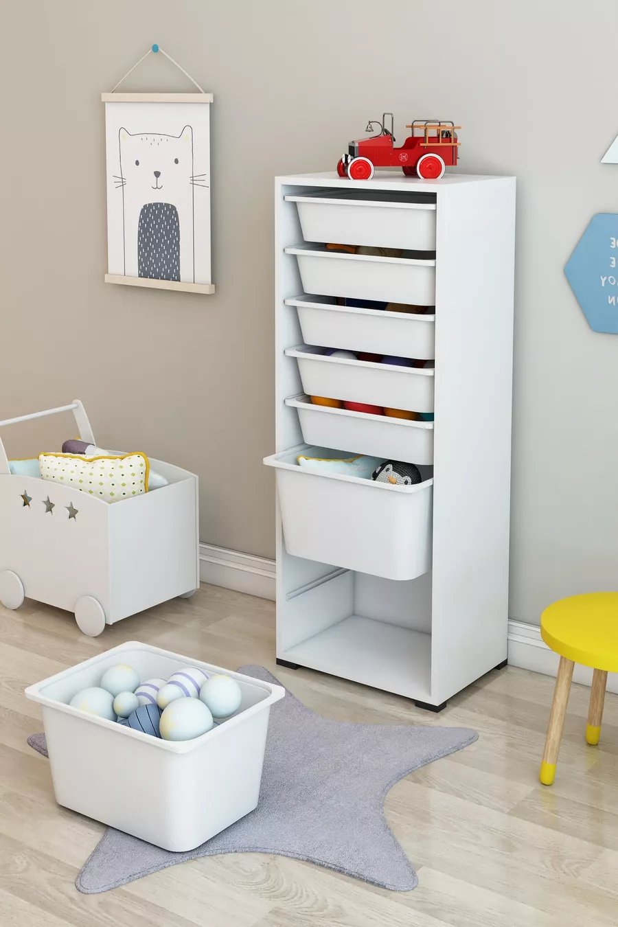 Armoire à jouets KIDS 7 avec 7 paniers Boîte de rangement pour jouets