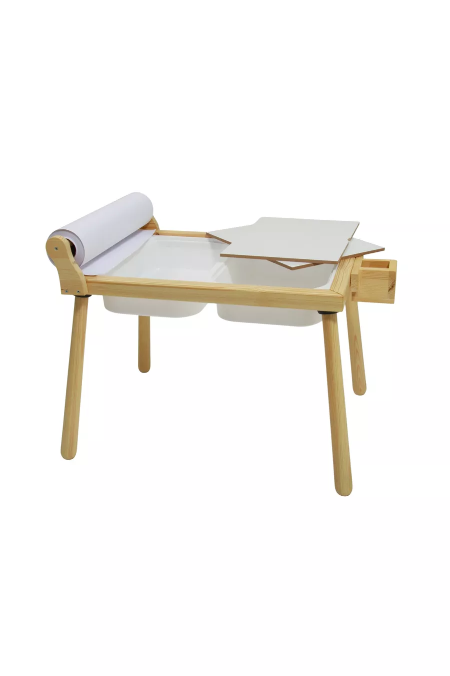 Table d'activité pour enfants Joykids en bois naturel avec rouleaux, table de jeu et bureau pour enfants