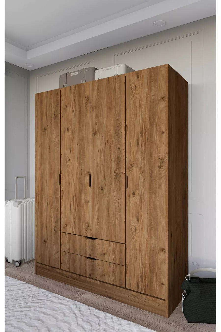 Armoire Atlas 4 portes 2 tiroirs