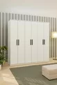 Gm  Placard préféré à 6 portes sans miroir, blanc avec poignées noires