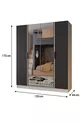 Armoire 4 portes PIANO pour chambre d'adolescent/enfant - Armoire gris anthracite et blanc avec miroir