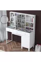 Coiffeuse avec tiroirs Rani à miroir et couvercle, organiseur de bijoux avec crochets, blanc